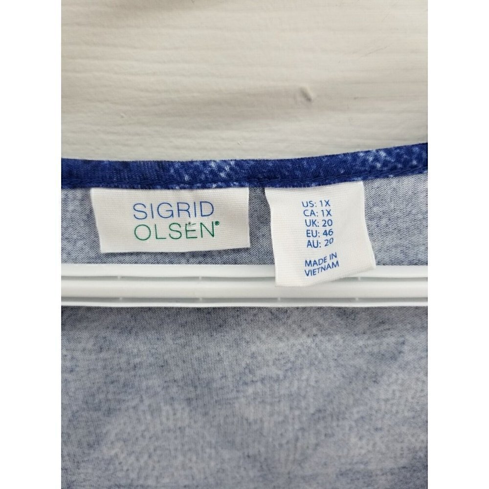 Sigred Olsen Blue Geometric Patterned Tunic Top Size 1X - Picture 3 of 7